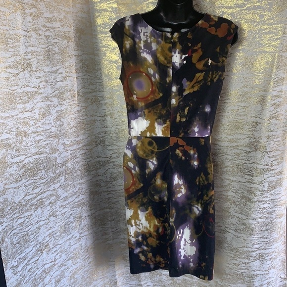 Calvin Klein black/purple Sleeveless geometric pattern sheath dress size 2 - Picture 6 of 11